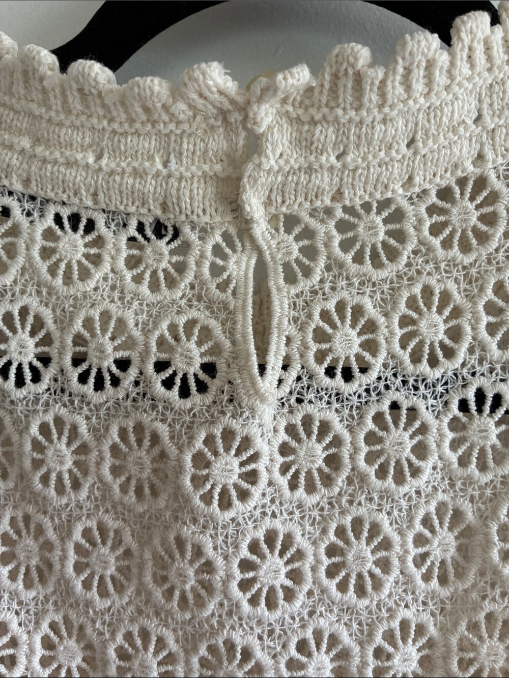 Zara Sleeveless Cropped Tank Cream Floral Lace Yoke knit read size - Picture 7 of 11